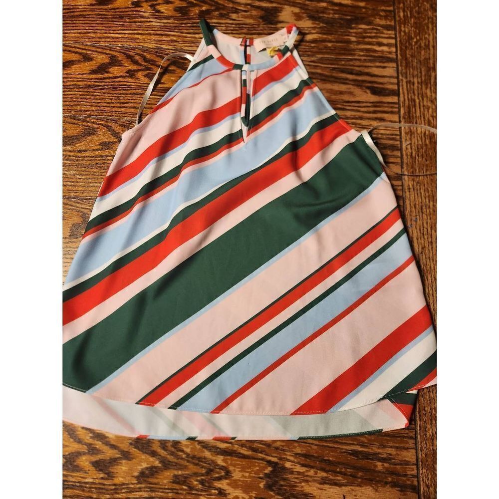 Ted Baker Zerin Tutti Frutti Halter Neck Striped Top sz 0 (XS)